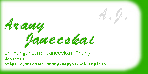 arany janecskai business card